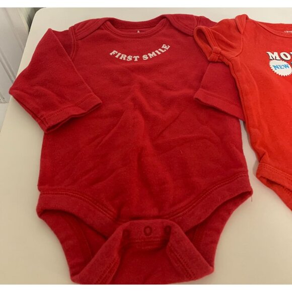 Lot of 3 Bodysuit Boys infant Baby Siz 6 months red blue Baby Gap Long SLeeve Fi - Picture 5 of 5